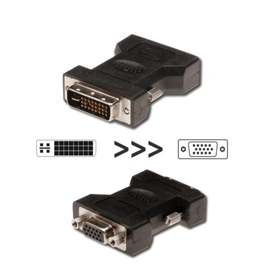 Adaptador Ewent EC1250 DVI-I a VGA 24+5 Pines a 15 Pines Negro