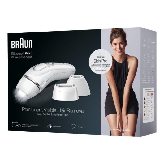 Épilateur Lumière Pulsée Braun Silk-expert Pro 3 PL3222P 3 Têtes Smart SkinProtect