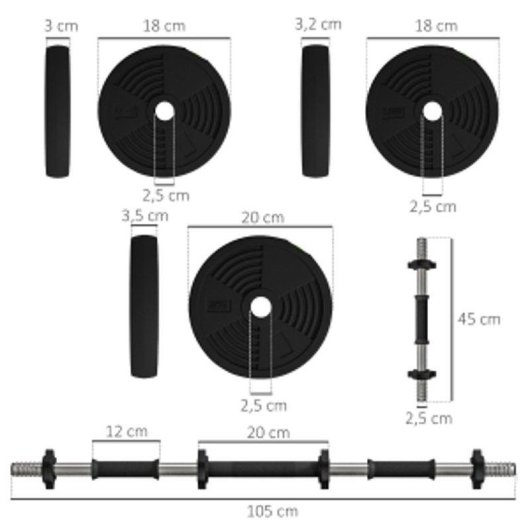 Conjunto halteres ajustaveis 20 kg Welltin Pegadas antiderrapantes