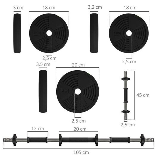Conjunto halteres ajustaveis 20 kg Welltin Pegadas antiderrapantes