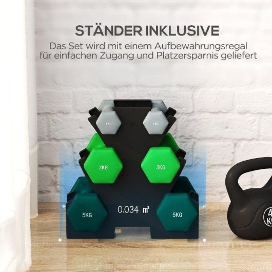 Halteres Hexagonais Welltin 6 Pack com Suporte