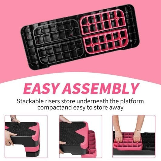 Step de Ejercicio Aeróbico Ajustable Welltin 3 Alturas 250 kg 68,5 cm Rosa