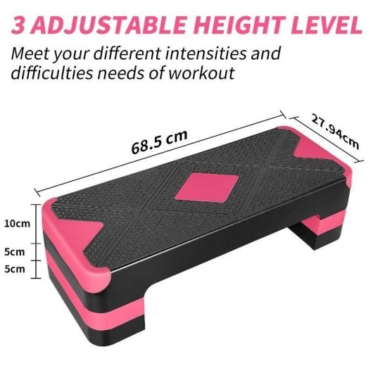 Step de Ejercicio Aeróbico Ajustable Welltin 3 Alturas 250 kg 68,5 cm Rosa