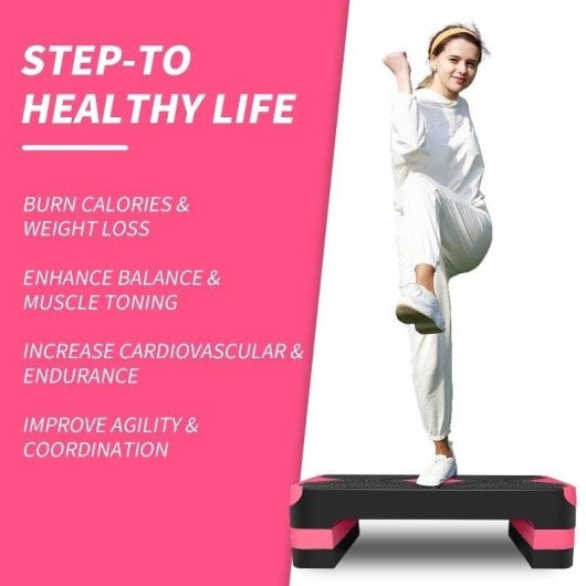 Step de Ejercicio Aeróbico Ajustable Welltin 3 Alturas 250 kg 68,5 cm Rosa