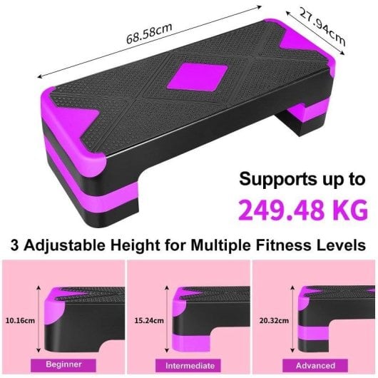Escalón Fitness Stepper Ajustable Welltin 3 Niveles 250 Kg