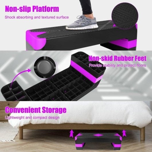 Escalón Fitness Stepper Ajustable Welltin 3 Niveles 250 Kg