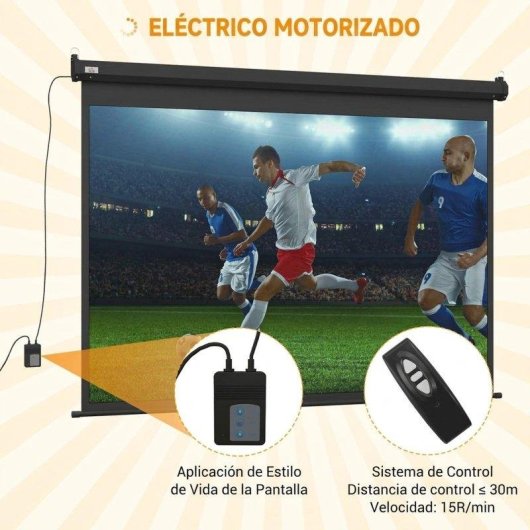 Ecrã de projeção Homcom 100 polegadas motorizado 4:3 controlo remoto