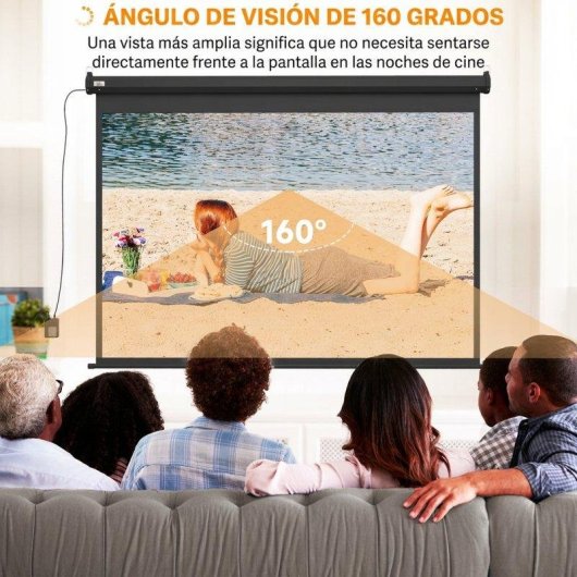 Ecrã de projeção Homcom 100 polegadas motorizado 4:3 controlo remoto