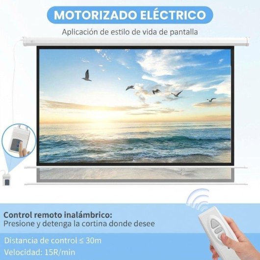 Ecrã de projeção HOMCOM elétrico 120 polegadas 16:9 com comando