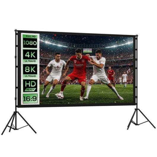 Pantalla Proyector Homcom 100" 16:9 Doble Trípode 4K/8K Blanco