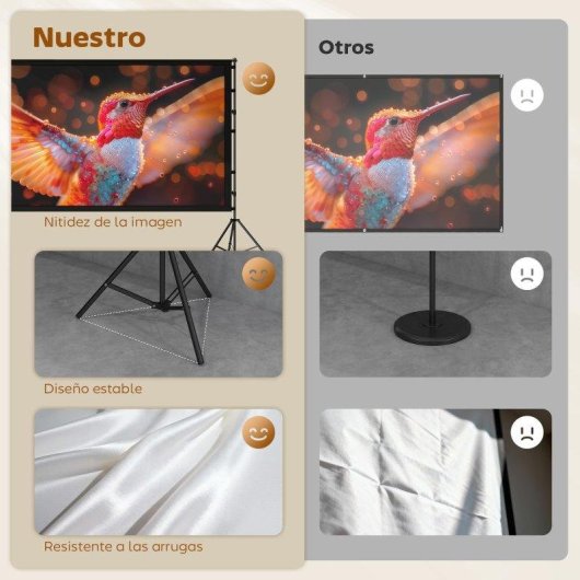 Pantalla Proyector Homcom 100" 16:9 Doble Trípode 4K/8K Blanco