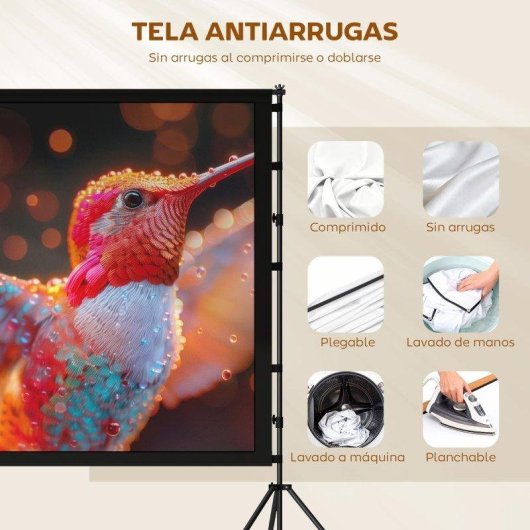 Pantalla Proyector Homcom 100" 16:9 Doble Trípode 4K/8K Blanco