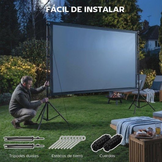 Pantalla Proyector Homcom 100" 16:9 Doble Trípode 4K/8K Blanco