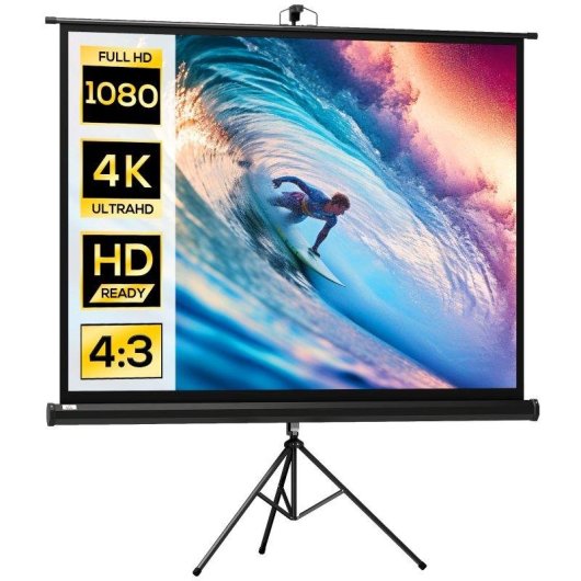 Pantalla de Proyector Homcom 84" 4:3 Enrollable Trípode Negro