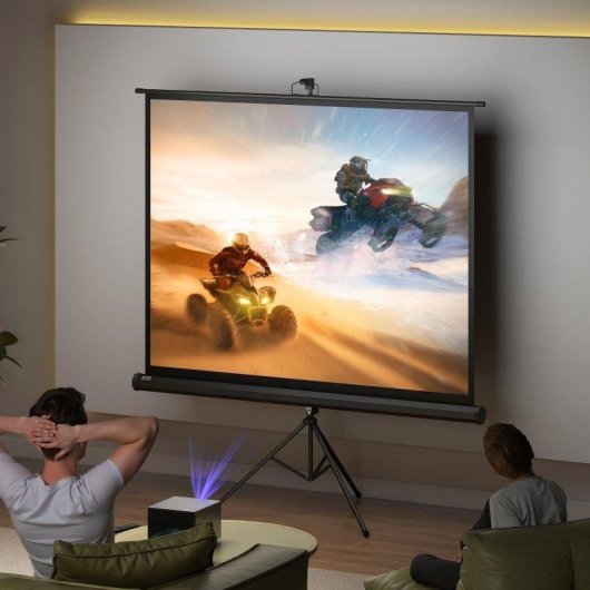 Pantalla de Proyector Homcom 84" 4:3 Enrollable Trípode Negro