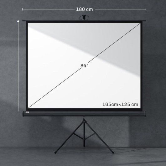 Pantalla de Proyector Homcom 84" 4:3 Enrollable Trípode Negro