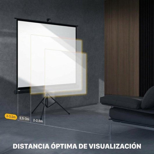 Pantalla de Proyector Homcom 84" 4:3 Enrollable Trípode Negro