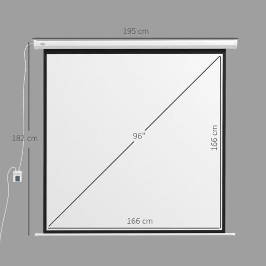 Pantalla de Proyector Eléctrica Homcom 96" Motorizada Control Remoto Blanco