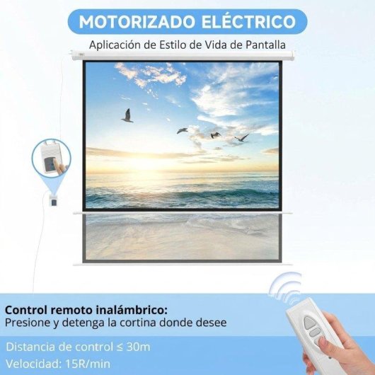 Pantalla de Proyector Eléctrica Homcom 96" Motorizada Control Remoto Blanco