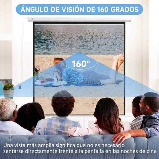Pantalla de Proyector Eléctrica Homcom 96" Motorizada Control Remoto Blanco