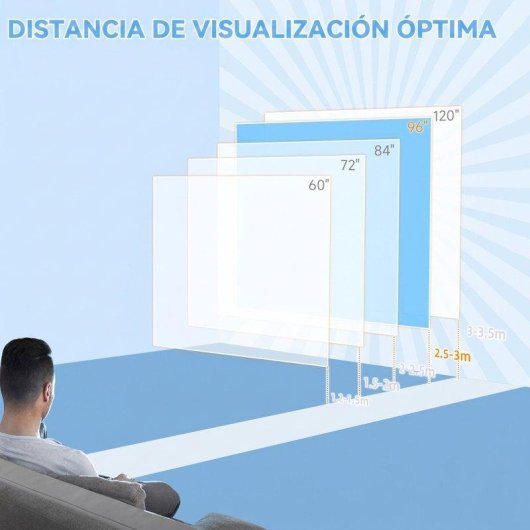 Pantalla de Proyector Eléctrica Homcom 96" Motorizada Control Remoto Blanco