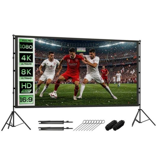 Pantalla Proyector HOMCOM 120" 16:9 Compatible 4K/8K Doble Trípode Plegable