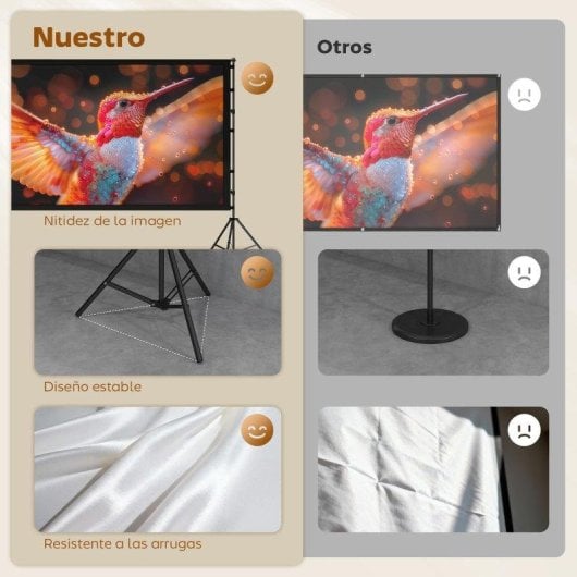 Pantalla Proyector HOMCOM 120" 16:9 Compatible 4K/8K Doble Trípode Plegable