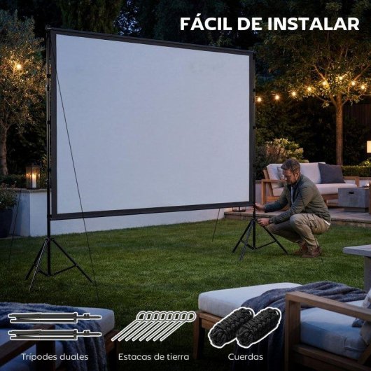 Pantalla Proyector HOMCOM 120" 16:9 Compatible 4K/8K Doble Trípode Plegable