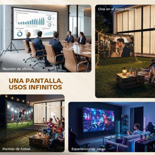Pantalla Proyector HOMCOM 120" 16:9 Compatible 4K/8K Doble Trípode Plegable