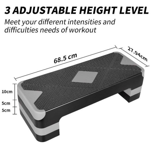 Step aerobico Welltin regolabile 3 altezze 250 kg 68,5 cm Grigio