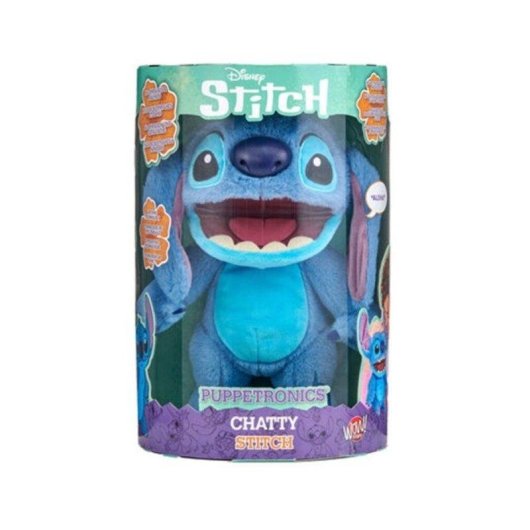 Peluche Electrónico Famosa Disney Stitch Azul Puppetronics Chatty 100+ Sonidos