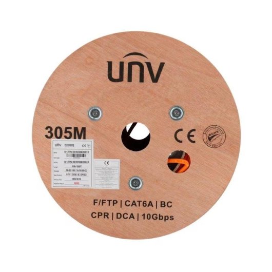 Cabo de Rede Uniview F/FTP Cat6A 305 m Laranja