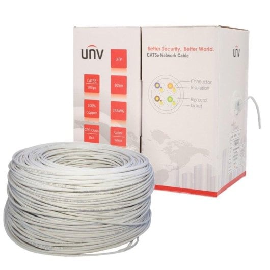 Cable reseau Uniview UV-UTP5E-300-BC24AWG-DCA-B-W Cat5e
