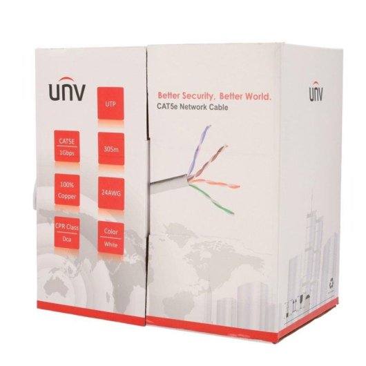 Cable reseau Uniview UV-UTP5E-300-BC24AWG-DCA-B-W Cat5e