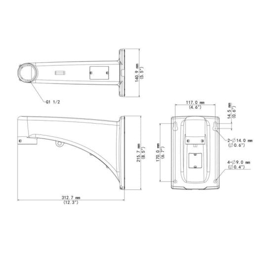 Suporte de Parede Uniview UV-TR-WE45-A-IN-BLACK Domos motorizados