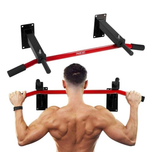 Barra de Dominadas Pared Neo-Sport NS-315 Agarre Espuma Rojo/Negro