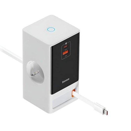 Estación Dock Baseus PowerCombo GaN III 65 W USB-C 2x USB-C 2x USB-A Blanca