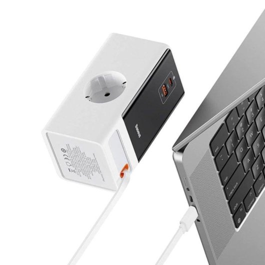 Estación Dock Baseus PowerCombo GaN III 65 W USB-C 2x USB-C 2x USB-A Blanca