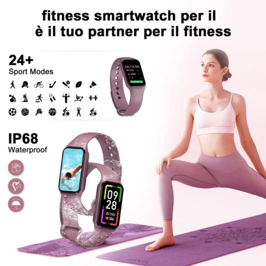 Bracelet d’activité Blackview R1 Bluetooth violet IP68, santé et 24 modes sportifs