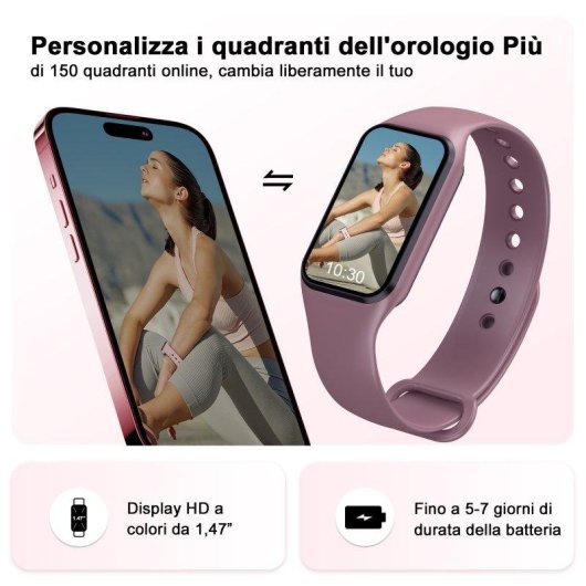 Bracelet d’activité Blackview R1 Bluetooth violet IP68, santé et 24 modes sportifs