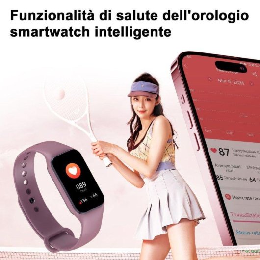 Bracelet d’activité Blackview R1 Bluetooth violet IP68, santé et 24 modes sportifs