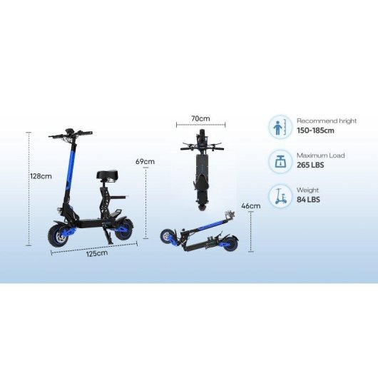 Patinete eléctrico Koolux U1Pro 500W x 2 Autonomía 70 km Ruedas 10"