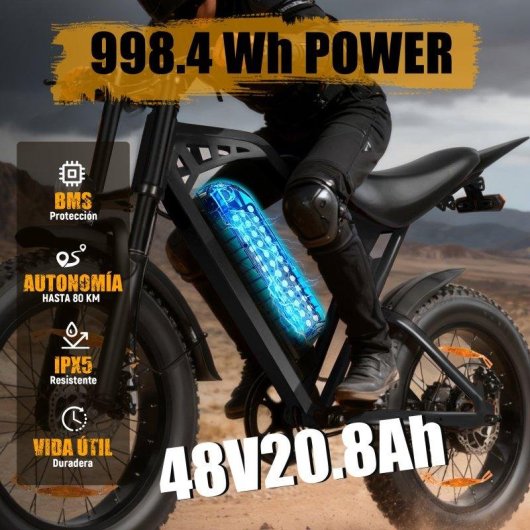 Bicicletta elettrica Eskute V202 250 W 48 V 20,8 Ah 20" 65 Nm