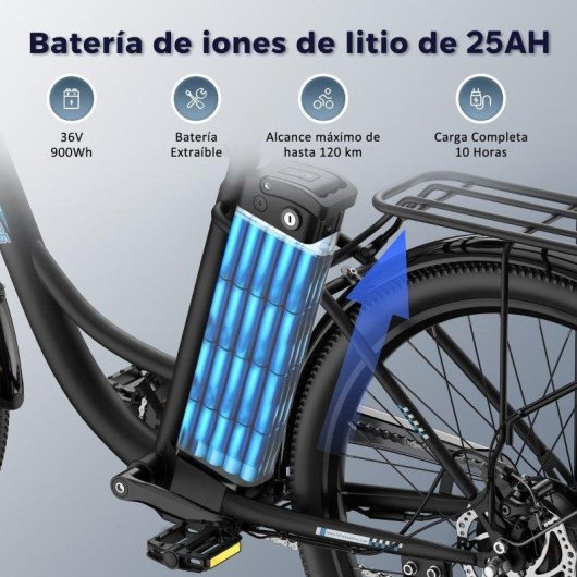 Bicicleta Eléctrica Fafrees F26 Lasting Motor 250W Batería 36V 25Ah Neumáticos 26"