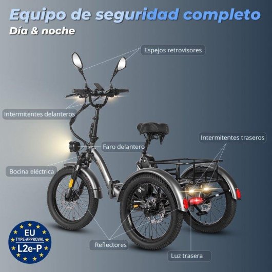 Triciclo Eléctrico Fafrees F20 Mate Motor 500W Batería 48V 21Ah 20" Freno Hidráulico