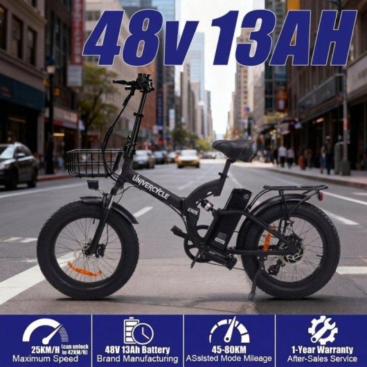 Bicicletta elettrica UNIVERCYCLE B4 pieghevole 48 V 13 Ah 20 pollici