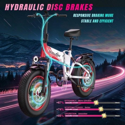 Klapp-E-Bike Zazawork CF1000 1000 W 48 V 20 Ah weiß