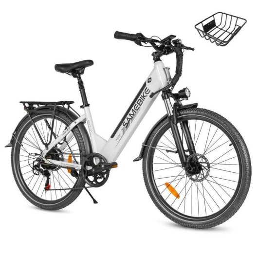 Bicicleta Eléctrica Samebike RS-A01 Pro-T 26" Motor 500W Batería 36V 15Ah Blanca
