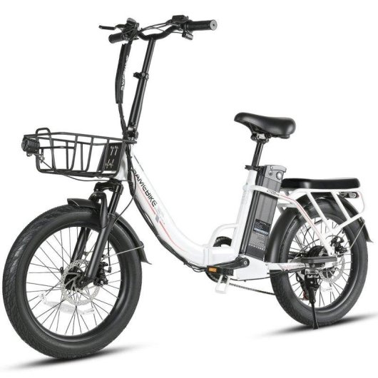 Bicicletta elettrica pieghevole Samebike CY20 Pro 36 V 13 Ah Shimano 7 velocità bianca