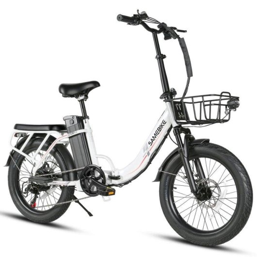 Bicicletta elettrica pieghevole Samebike CY20 Pro 36 V 13 Ah Shimano 7 velocità bianca